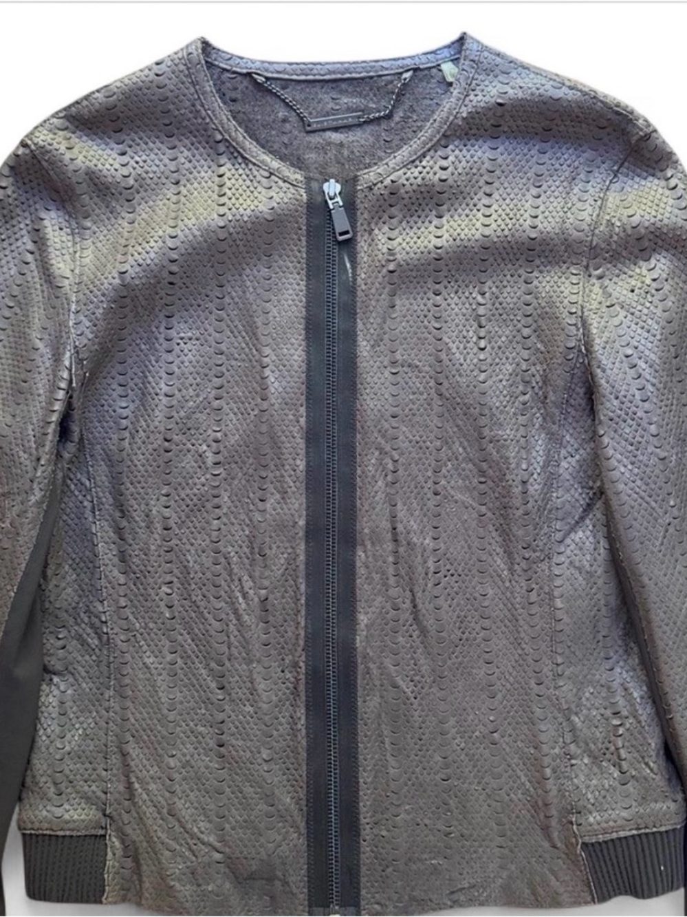 Elie Tahari Textured Brown Leather Jacket